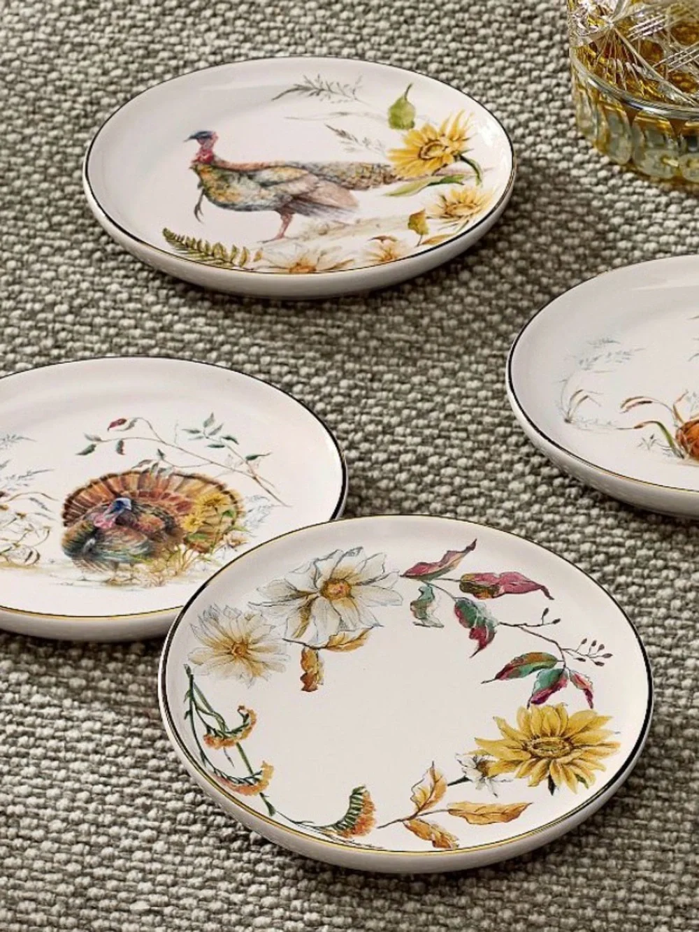 NWT Pottery Barn Bedford Harvest Stoneware Coasters - Mixed Set Of 4